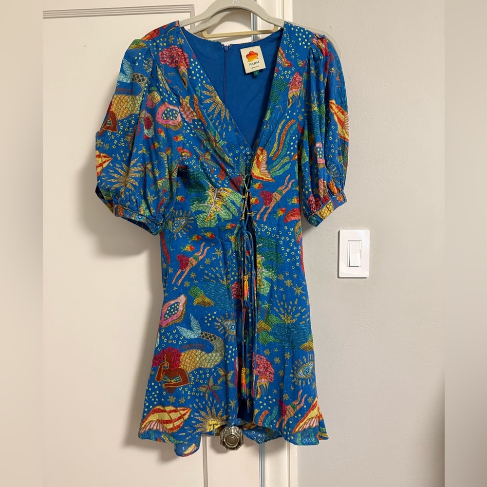 Farm rio ocean stories printed mini dress size L excellent condition - Picture 8 of 8